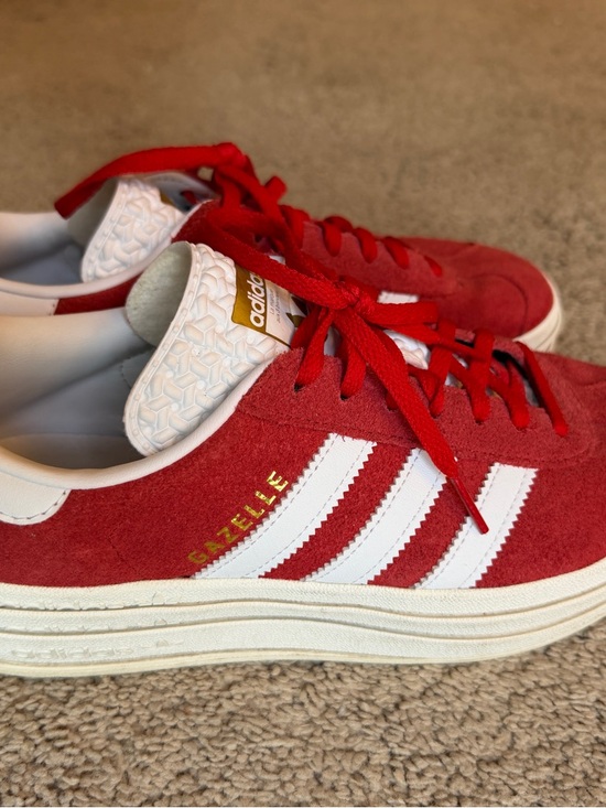 adidas Shoes - Adidas Gazelle Bold Red Suede Sneakers with White Stripes